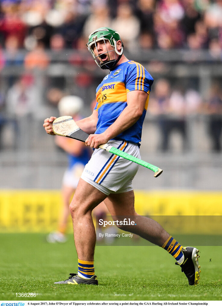 6 August 2017; John O’Dwyer of Tipperary celebrates after scoring a point during the GAA Hurling All-Ireland Senior Championship Semi-Final match between Galway and Tipperary at Croke Park in Dublin. Photo by Ramsey Cardy/Sportsfile