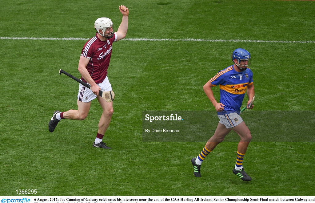 6 August 2017; Joe Canning of Galway celebrates his late score near the end of the GAA Hurling All-Ireland Senior Championship Semi-Final match between Galway and Tipperary at Croke Park in Dublin. Photo by Daire Brennan/Sportsfile