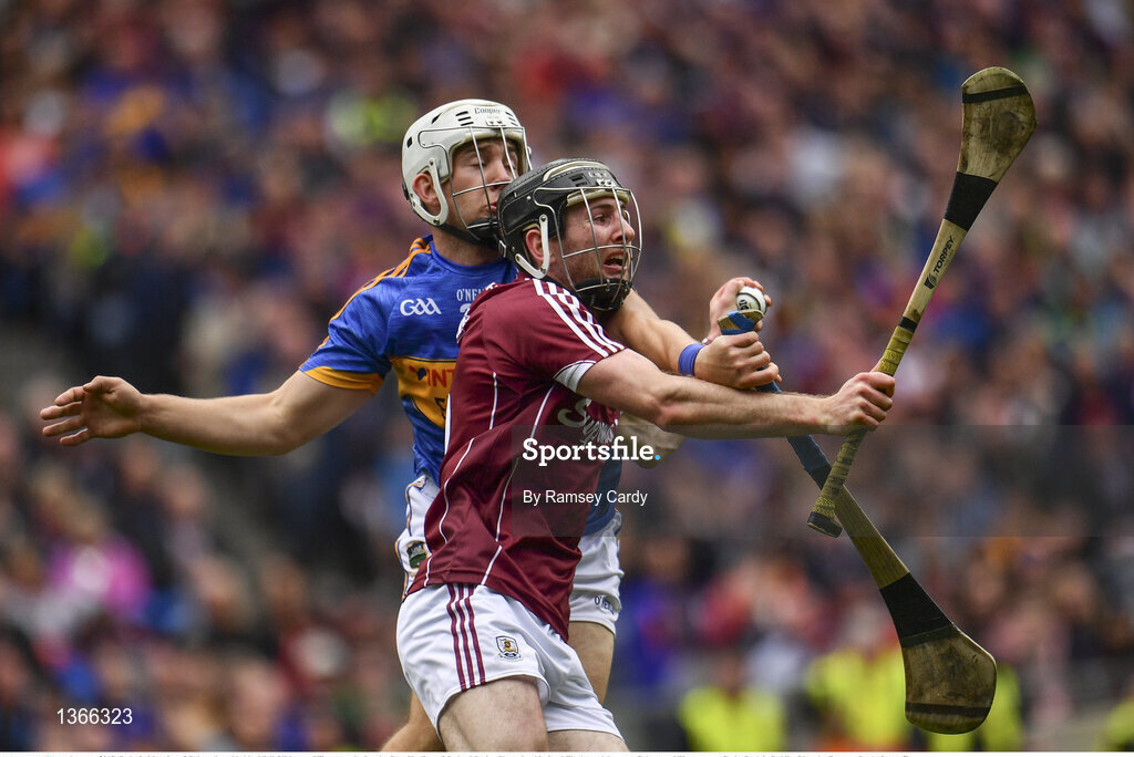 6 August 2017; Padraig Mannion of Galway is tackled by Niall O'Meara of Tipperary during the GAA Hurling All-Ireland Senior Championship Semi-Final match between Galway and Tipperary at Croke Park in Dublin. Photo by Ramsey Cardy/Sportsfile