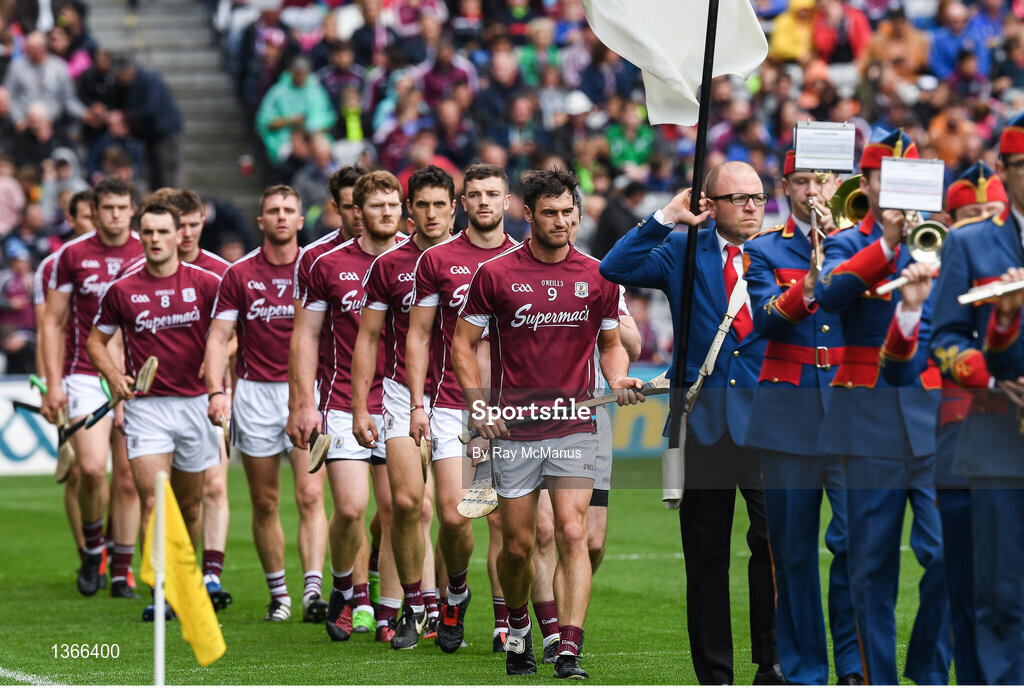 6 August 2017; Galway captain David Burke leads his team in the pre match parade before the GAA Hurling All-Ireland Senior Championship Semi-Final match between Galway and Tipperary at Croke Park in Dublin. Photo by Ray McManus/Sportsfile