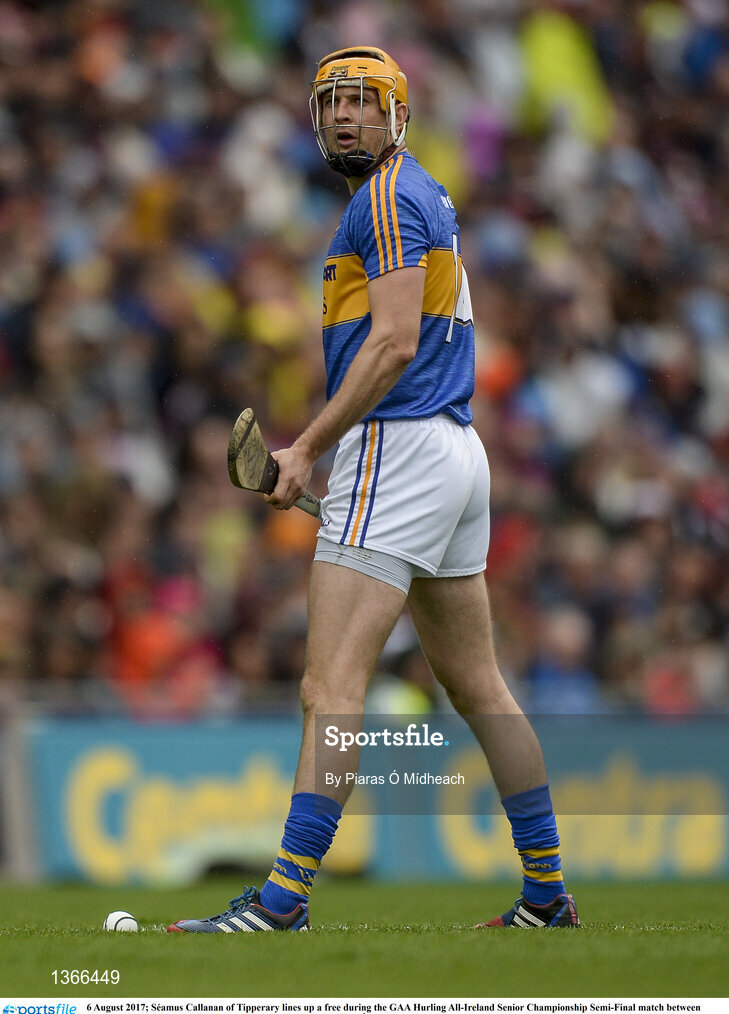 6 August 2017; Séamus Callanan of Tipperary lines up a free during the GAA Hurling All-Ireland Senior Championship Semi-Final match between Galway and Tipperary at Croke Park in Dublin. Photo by Piaras Ó Mídheach/Sportsfile