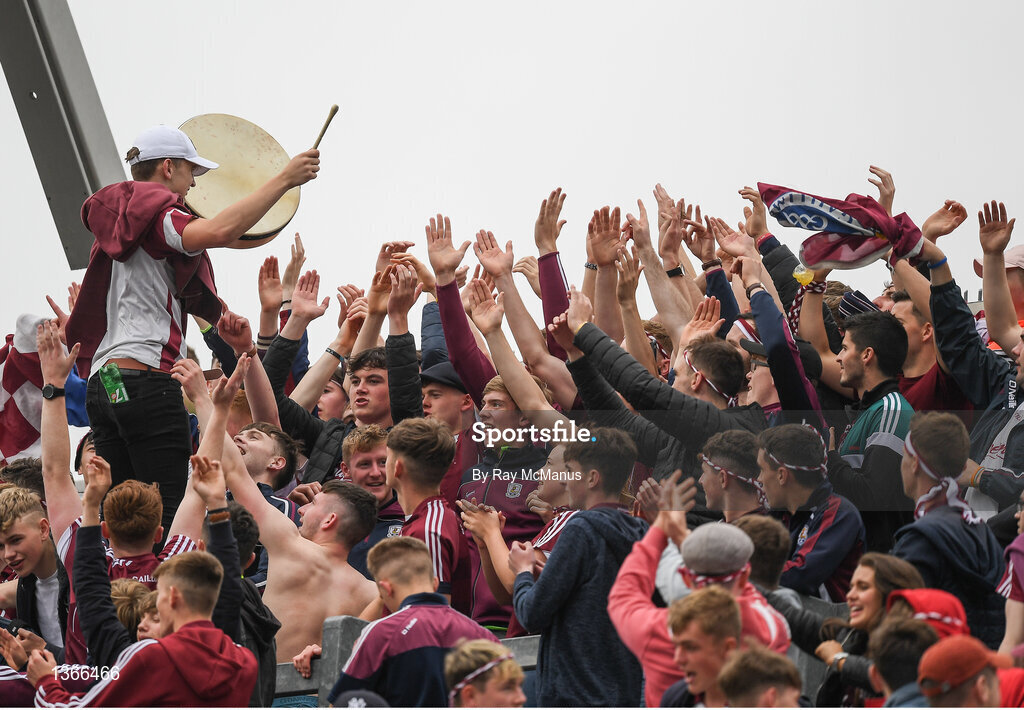 6 August 2017; Galway supporters celebrate on Hill 16 after the GAA Hurling All-Ireland Senior Championship Semi-Final match between Galway and Tipperary at Croke Park in Dublin. Photo by Ray McManus/Sportsfile