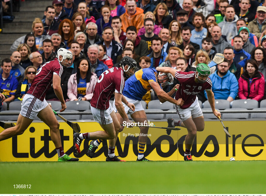 6 August 2017; Adrian Tuohy of Galway in action against Patrick Maher of Tipperary during the GAA Hurling All-Ireland Senior Championship Semi-Final match between Galway and Tipperary at Croke Park in Dublin. Photo by Ray McManus/Sportsfile