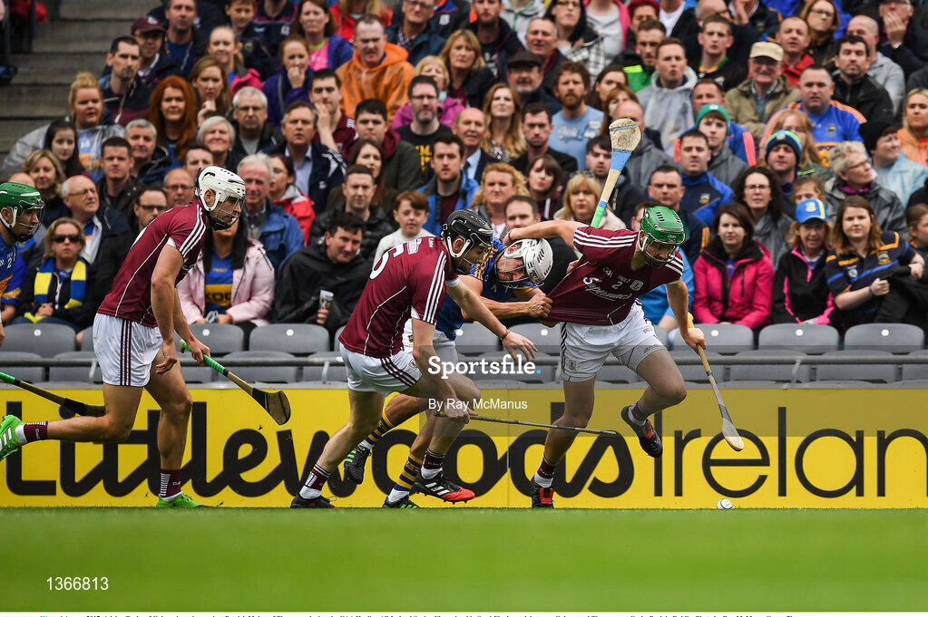 6 August 2017; Adrian Tuohy of Galway in action against Patrick Maher of Tipperary during the GAA Hurling All-Ireland Senior Championship Semi-Final match between Galway and Tipperary at Croke Park in Dublin. Photo by Ray McManus/Sportsfile