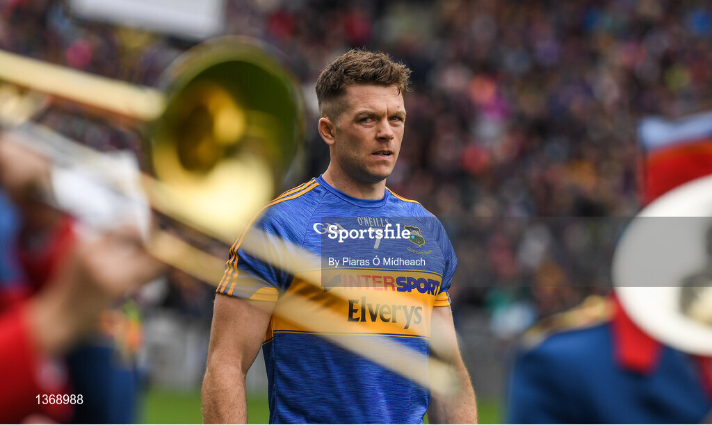 6 August 2017; Tipperary captain Pádraic Maher leads his team-mates in the parade behind the Artane School of Music Band before the GAA Hurling All-Ireland Senior Championship Semi-Final match between Galway and Tipperary at Croke Park in Dublin. Photo by Piaras Ó Mídheach/Sportsfile