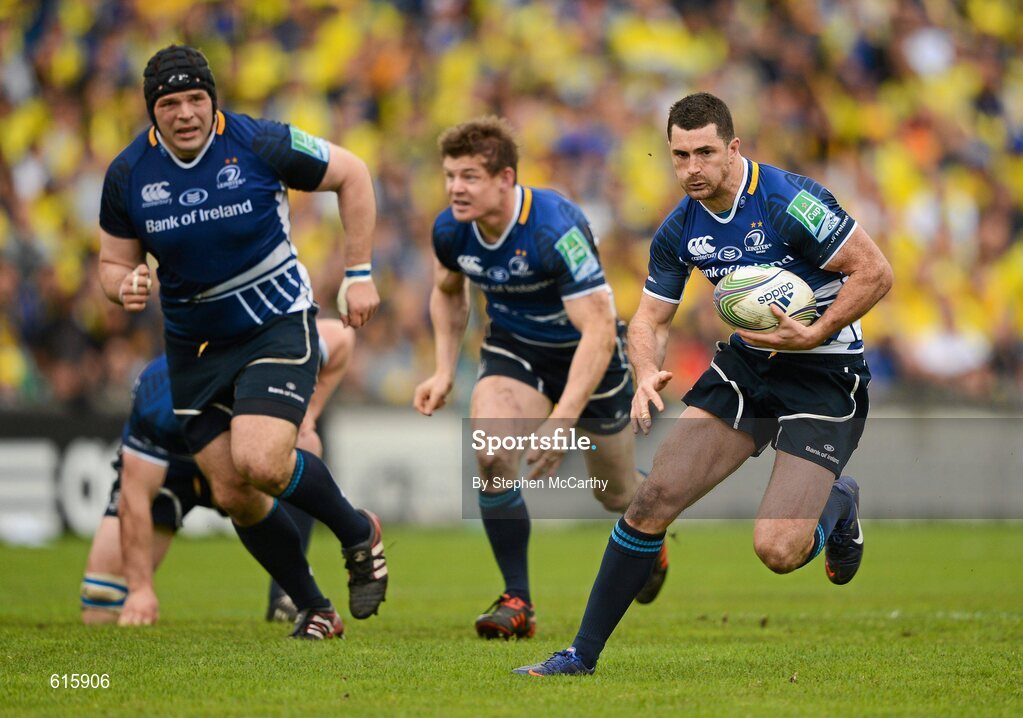 29 April 2012; Rob Kearney, Leinster, with support of team-mates Brian O'Driscoll and Mike Ross, left. Heineken Cup Semi-Final, ASM Clermont Auvergne v Leinster, Stade Chaban Delmas, Bordeaux, France. Picture credit: Stephen McCarthy / SPORTSFILE