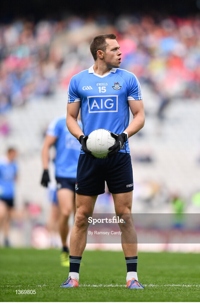 5 August 2017; Dean Rock of Dublin kicks a free during the GAA Football All-Ireland Senior Championship Quarter-Final match between Dublin and Monaghan at Croke Park in Dublin. Photo by Ramsey Cardy/Sportsfile