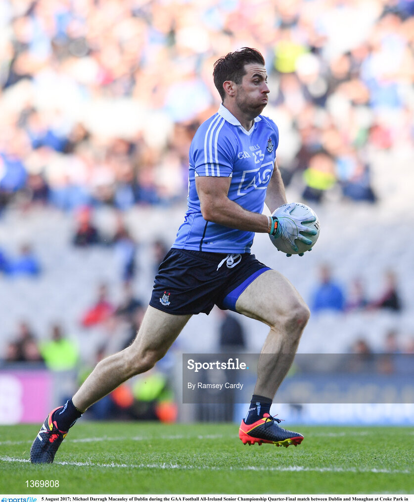 5 August 2017; Michael Darragh Macauley of Dublin during the GAA Football All-Ireland Senior Championship Quarter-Final match between Dublin and Monaghan at Croke Park in Dublin. Photo by Ramsey Cardy/Sportsfile