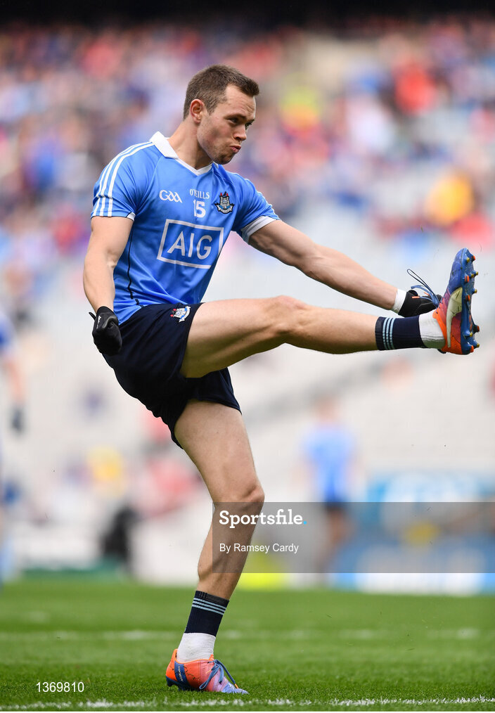 5 August 2017; Dean Rock of Dublin kicks a free during the GAA Football All-Ireland Senior Championship Quarter-Final match between Dublin and Monaghan at Croke Park in Dublin. Photo by Ramsey Cardy/Sportsfile