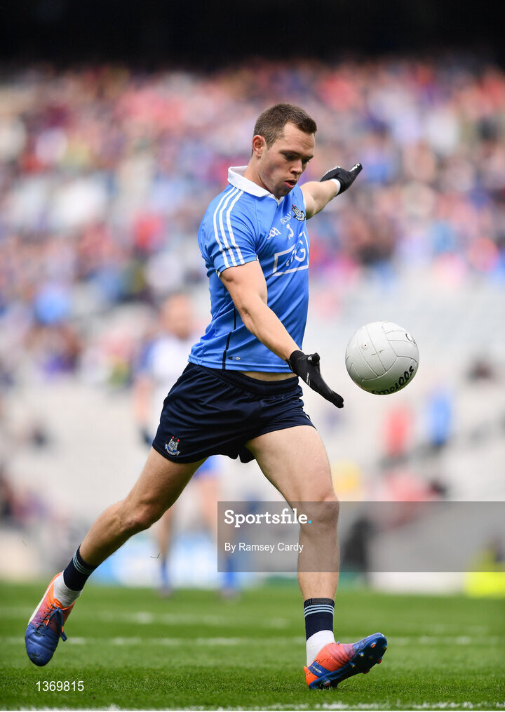 5 August 2017; Dean Rock of Dublin kicks a free during the GAA Football All-Ireland Senior Championship Quarter-Final match between Dublin and Monaghan at Croke Park in Dublin. Photo by Ramsey Cardy/Sportsfile
