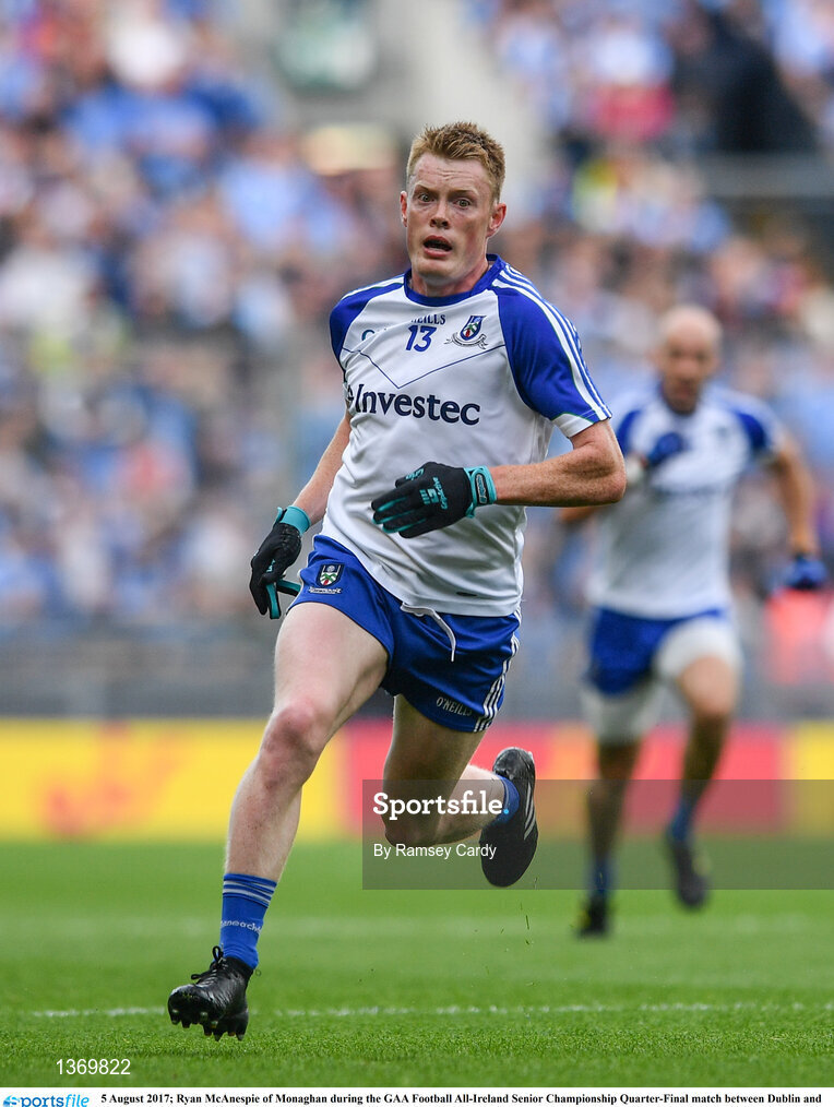 5 August 2017; Ryan McAnespie of Monaghan during the GAA Football All-Ireland Senior Championship Quarter-Final match between Dublin and Monaghan at Croke Park in Dublin. Photo by Ramsey Cardy/Sportsfile