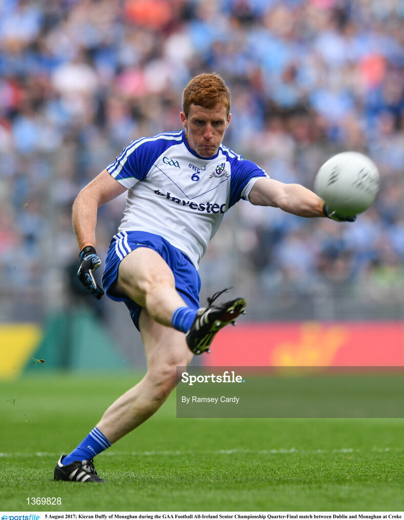 5 August 2017; Kieran Duffy of Monaghan during the GAA Football All-Ireland Senior Championship Quarter-Final match between Dublin and Monaghan at Croke Park in Dublin. Photo by Ramsey Cardy/Sportsfile
