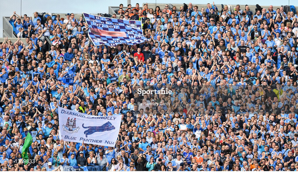 5 August 2017; A Diarmuid Connolly banner on Hill 16 during the GAA Football All-Ireland Senior Championship Quarter-Final match between Dublin and Monaghan at Croke Park in Dublin. Photo by Ramsey Cardy/Sportsfile