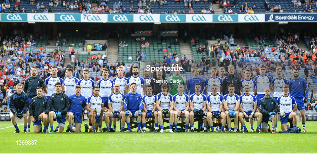 5 August 2017; The Monaghan panel ahead of the GAA Football All-Ireland Senior Championship Quarter-Final match between Dublin and Monaghan at Croke Park in Dublin. Photo by Ramsey Cardy/Sportsfile