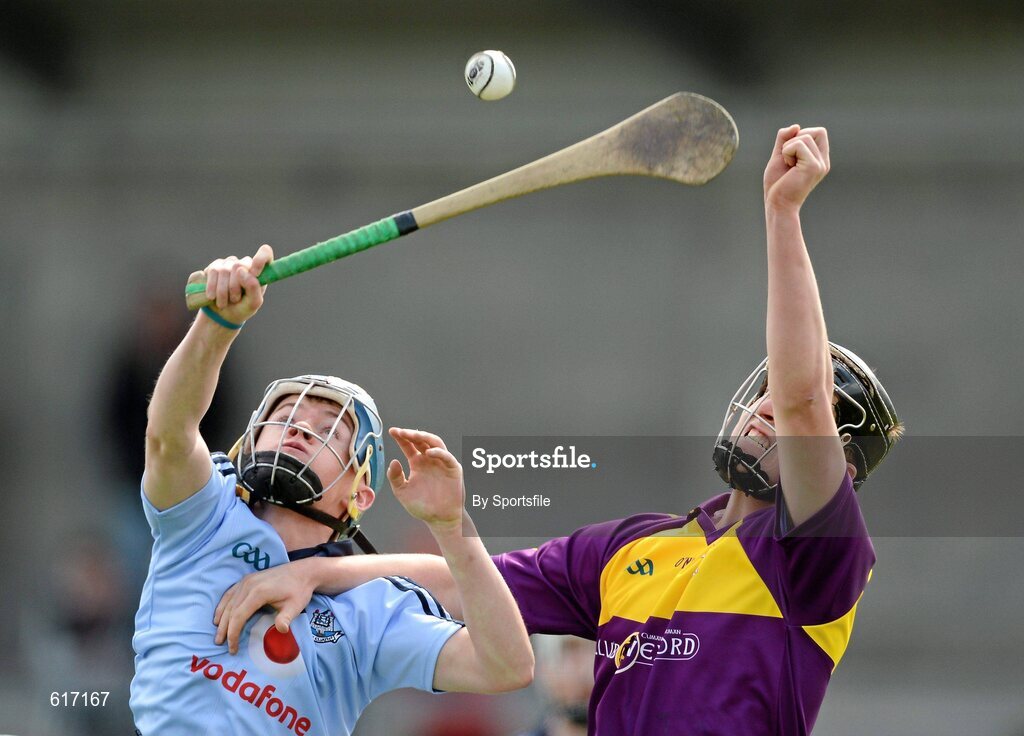 5 May 2012; Oisin O'Rorke, Dublin, in action against Sean Murphy, Wexford. Electric Ireland Leinster GAA Hurling Minor Championship, Dublin v Wexford, Parnell Park, Dublin. Photo by Sportsfile