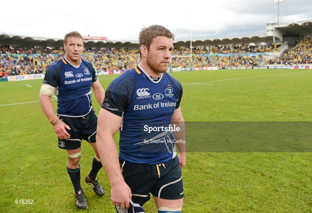 29 April 2012; Sean O'Brien and Brad Thorn, left, Leinster, leave the pitch after the game. Heineken Cup Semi-Final, ASM Clermont Auvergne v Leinster, Stade Chaban Delmas, Bordeaux, France. Picture credit: Stephen McCarthy / SPORTSFILE