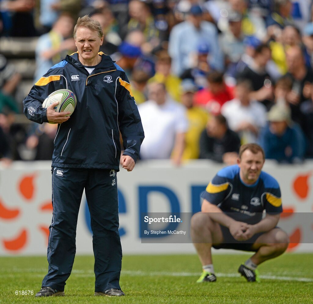 29 April 2012; Leinster head coach Joe Schmidt and Richie Murphy, skills coach, right. Heineken Cup Semi-Final, ASM Clermont Auvergne v Leinster, Stade Chaban Delmas, Bordeaux, France. Picture credit: Stephen McCarthy / SPORTSFILE