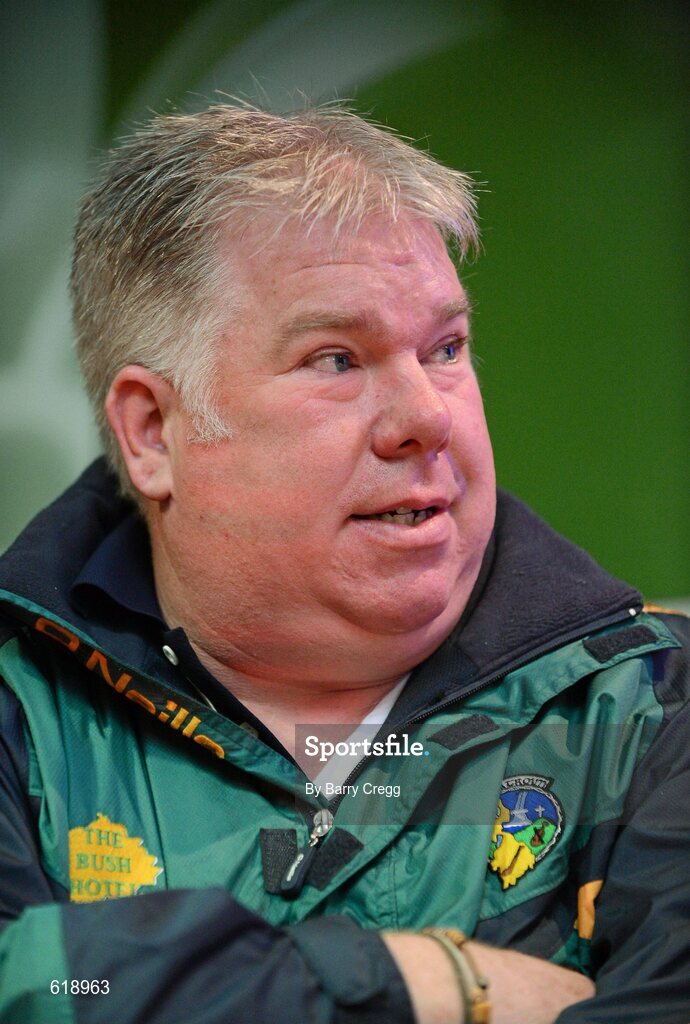 10 May 2012; Speaking to the media at the launch of the Connacht GAA Senior Football Championship is Leitrim manager Brian Breen. Bush Hotel, Carrick on Shannon, Co. Roscommon. Picture credit: Barry Cregg / SPORTSFILE
