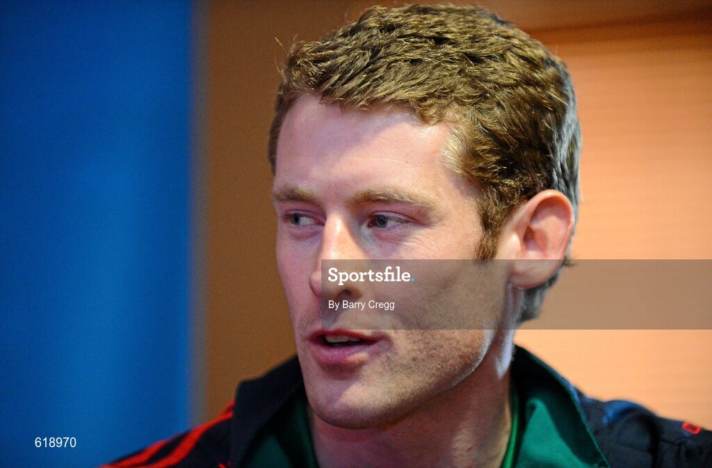 10 May 2012; Speaking to the media at the launch of the Connacht GAA Senior Football Championship is David Clake, Mayo. Bush Hotel, Carrick on Shannon, Co. Roscommon. Picture credit: Barry Cregg / SPORTSFILE
