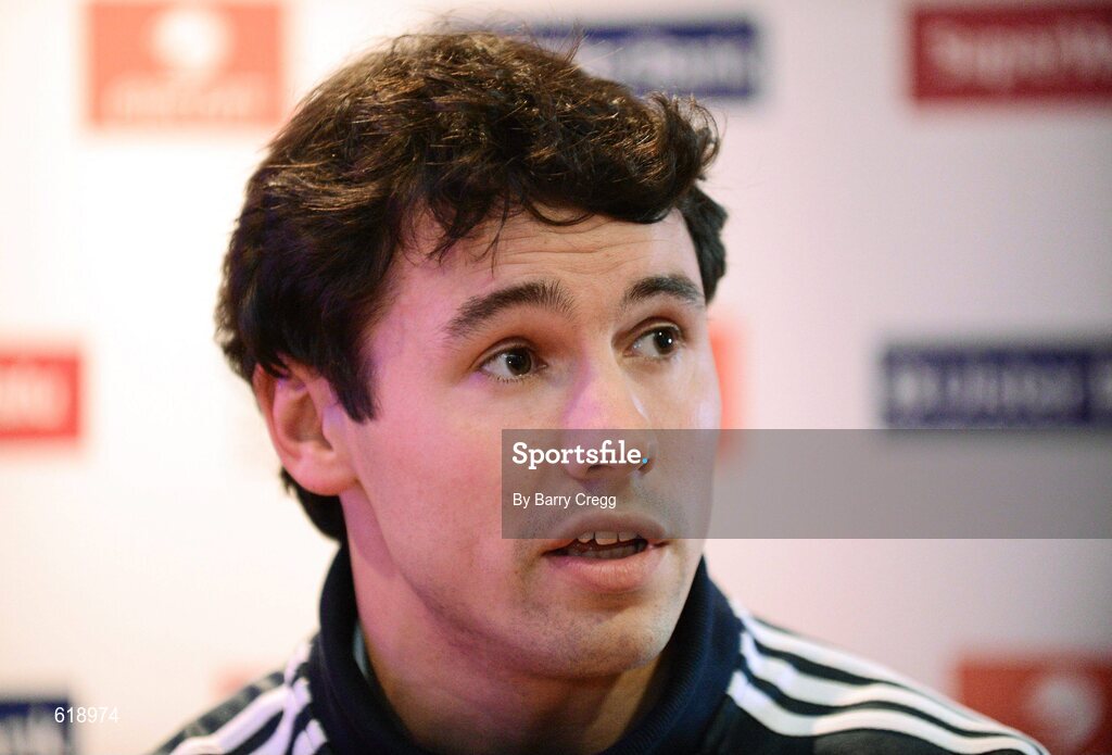10 May 2012; Speaking to the media at the launch of the Connacht GAA Senior Football Championship is Finian Hanley, Galway. Bush Hotel, Carrick on Shannon, Co. Roscommon. Picture credit: Barry Cregg / SPORTSFILE