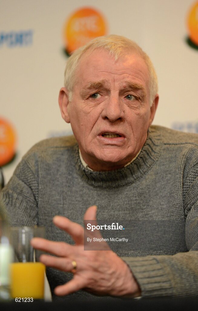 17 May 2012; RTÉ pundit Eamon Dunphy speaking during a press conference at the launch of RTÉ’s EURO 2012 coverage. RTÉ, Donnybrook, Dublin. Picture credit: Stephen McCarthy / SPORTSFILE