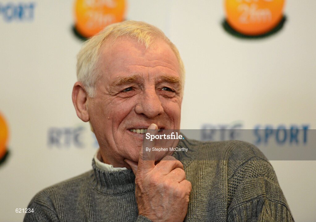 17 May 2012; RTÉ pundit Eamon Dunphy during a press conference at the launch of RTÉ’s EURO 2012 coverage at Donnybrook, Dublin. Photo by Stephen McCarthy/Sportsfile
