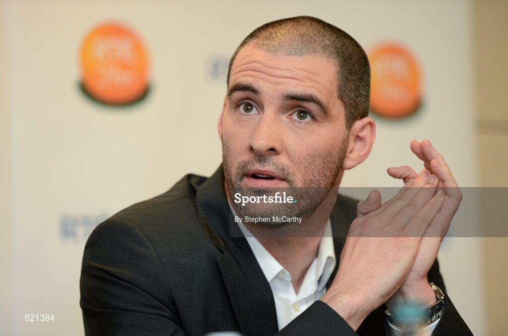 17 May 2012; RTÉ pundit Richard Sadlier speaking during a press conference at the launch of RTÉ’s EURO 2012 coverage. RTÉ, Donnybrook, Dublin. Picture credit: Stephen McCarthy / SPORTSFILE