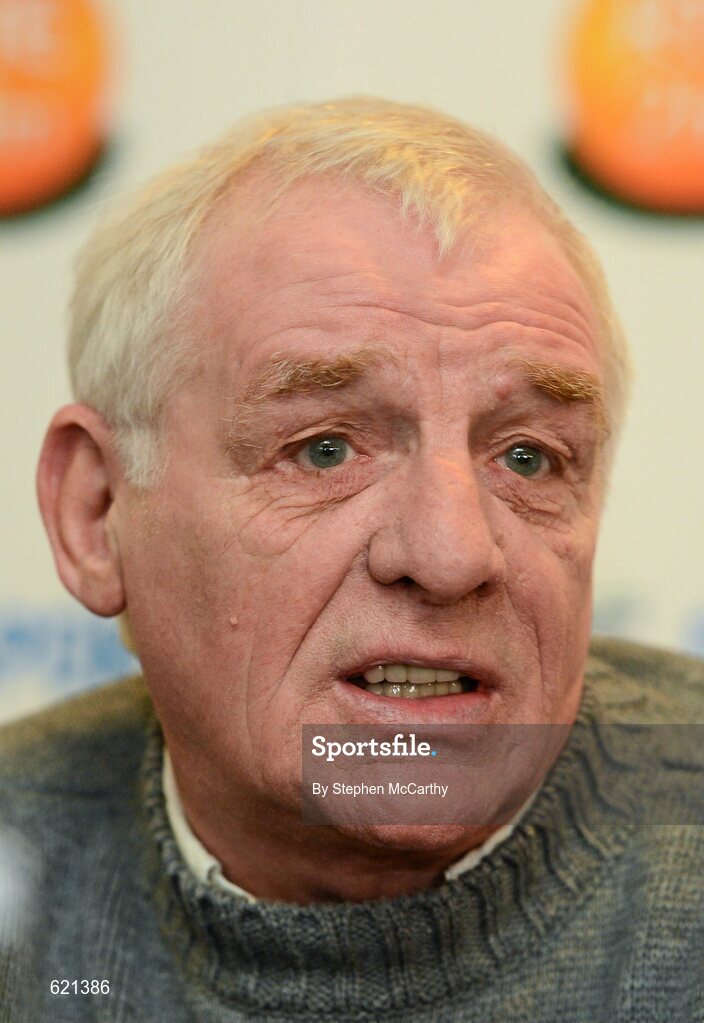 17 May 2012; RTÉ pundit Eamon Dunphy speaking during a press conference at the launch of RTÉ’s EURO 2012 coverage. RTÉ, Donnybrook, Dublin. Picture credit: Stephen McCarthy / SPORTSFILE