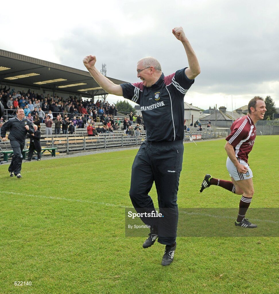19 May 2012; Westmeath manager Brian Hanley celebrates at the end of the game. Leinster GAA Hurling Senior Championship First Round, Westmeath v Antrim, Cusack Park, Mullingar, Co. Westmeath. Photo by Sportsfile