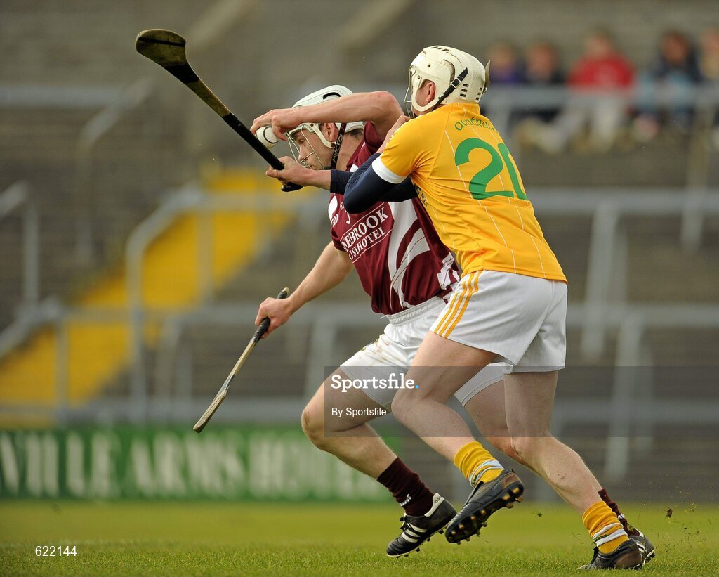 19 May 2012; Adam Price, Westmeath, in action against Karl Stewart, Antrim. Leinster GAA Hurling Senior Championship First Round, Westmeath v Antrim, Cusack Park, Mullingar, Co. Westmeath. Photo by Sportsfile