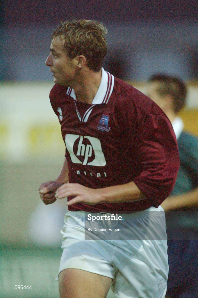 31 July 2002; Derek O'Brien of Galway United during the FAI Carlsberg Cup Second Round Replay match between Galway United and St Patrick's Athletic at Terryland Park in Galway. Photo by Damien Eagers/Sportsfile