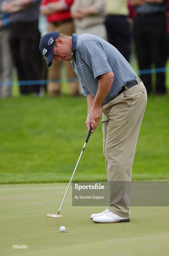 27 June 2002; Lee Westwood during day three of the Murphy's Irish Open at Fota Resort in Cork. Photo by Damien Eagers/Sportsfile