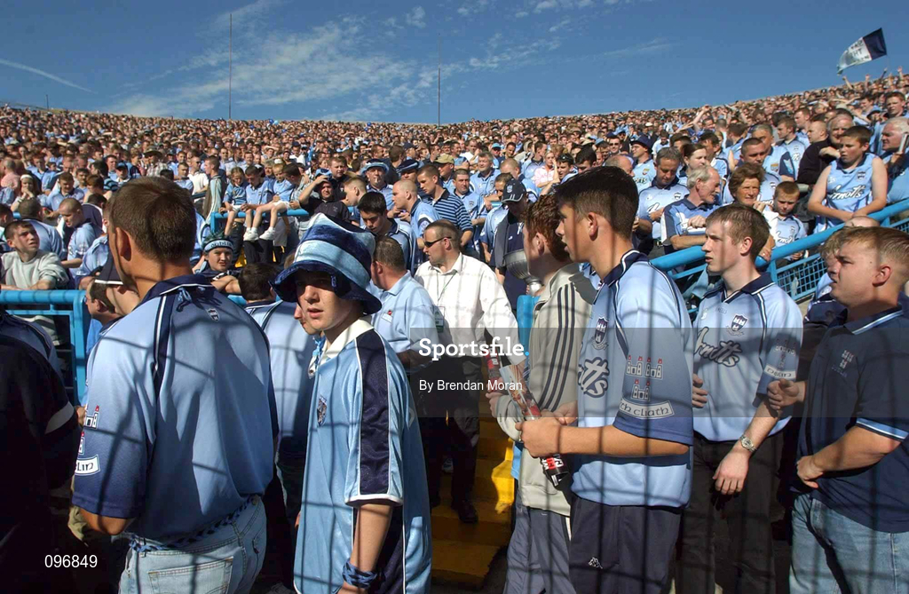 17 August 2002, Patrons arriving late for the game on Hill 16 during the Bank of Ireland All-Ireland Senior Football Championship Quarter-Final Replay match between Dublin and Donegal at Croke Park in Dublin. Photo by Brendan Moran/Sportsfile