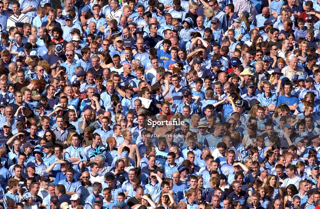 17 August 2002; Supporters during the Bank of Ireland All-Ireland Senior Football Championship Quarter-Final Replay match between Dublin and Donegal at Croke Park in Dublin. Photo by Damien Eagers/Sportsfile