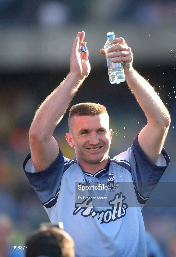 17 August 2002, Darren Homan of Dublin celebrates after the Bank of Ireland All-Ireland Senior Football Championship Quarter-Final Replay match between Dublin and Donegal at Croke Park in Dublin. Photo by Brendan Moran/Sportsfile