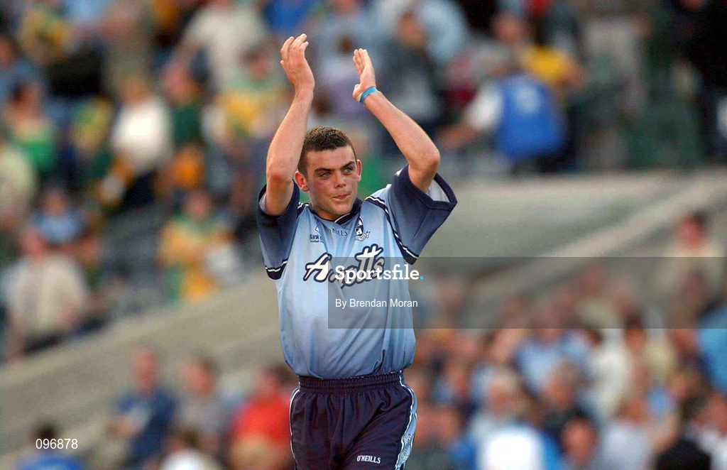 17 August 2002; Paul Casey of Dublin celebrates after the Bank of Ireland All-Ireland Senior Football Championship Quarter-Final Replay match between Dublin and Donegal at Croke Park in Dublin. Photo by Brendan Moran/Sportsfile