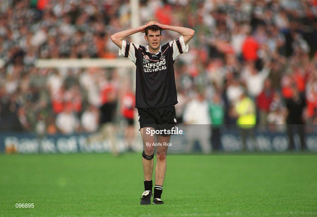 18 August 2002; Kieran Quinn of Sligo dejected after the Bank of Ireland All-Ireland Senior Football Championship Quarter-Final Replay match between Armagh and Sligo at Páirc Tailteann in Navan, Meath. Photo by Aoife Rice/Sportsfile