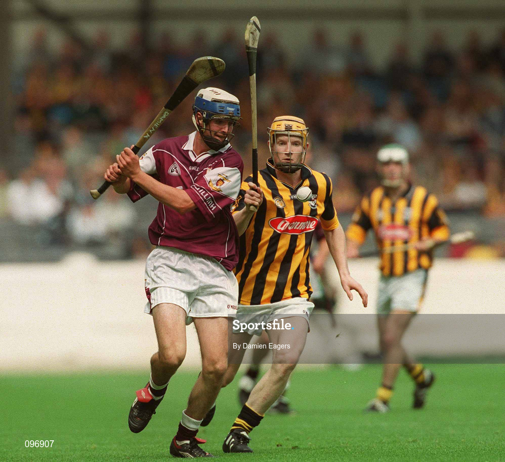 18 August 2002; Damien Kelly of Galway in action against Richie Power of Kilkenny during the All-Ireland Minor Hurling Championship Semi-Final match between Kilkenny and Galway at Croke Park in Dublin. Photo by Damien Eagers/Sportsfile