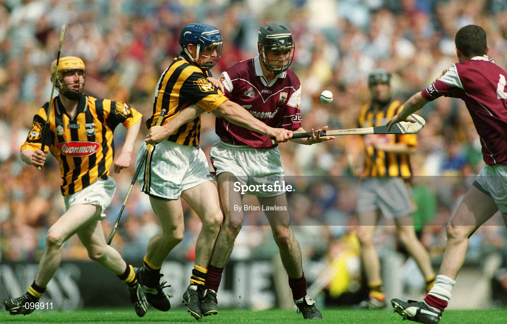 18 August 2002; Brian Costello of Galway in action against David Prendergast of Kilkenny during the All-Ireland Minor Hurling Championship Semi-Final match between Kilkenny and Galway at Croke Park in Dublin. Photo by Brian Lawless/Sportsfile