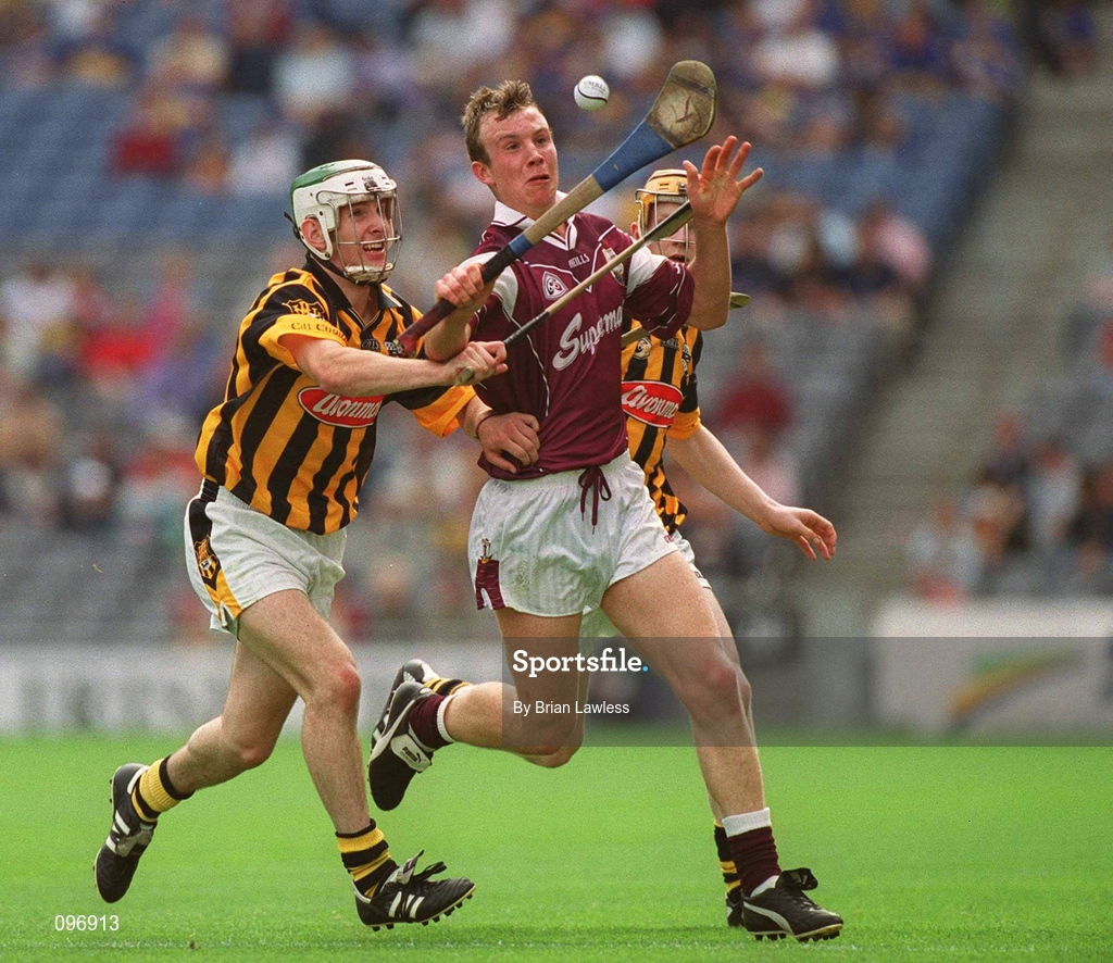 18 August 2002; Joe Gantley of Galway in action against Keith Nolan of Kilkenny during the All-Ireland Minor Hurling Championship Semi-Final match between Kilkenny and Galway at Croke Park in Dublin. Photo by Brian Lawless/Sportsfile