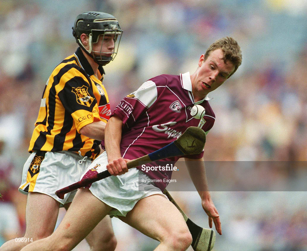 18 August 2002; Joe Gantley of Galway in action against John Tennyson of Kilkenny during the All-Ireland Minor Hurling Championship Semi-Final match between Kilkenny and Galway at Croke Park in Dublin. Photo by Damien Eagers/Sportsfile