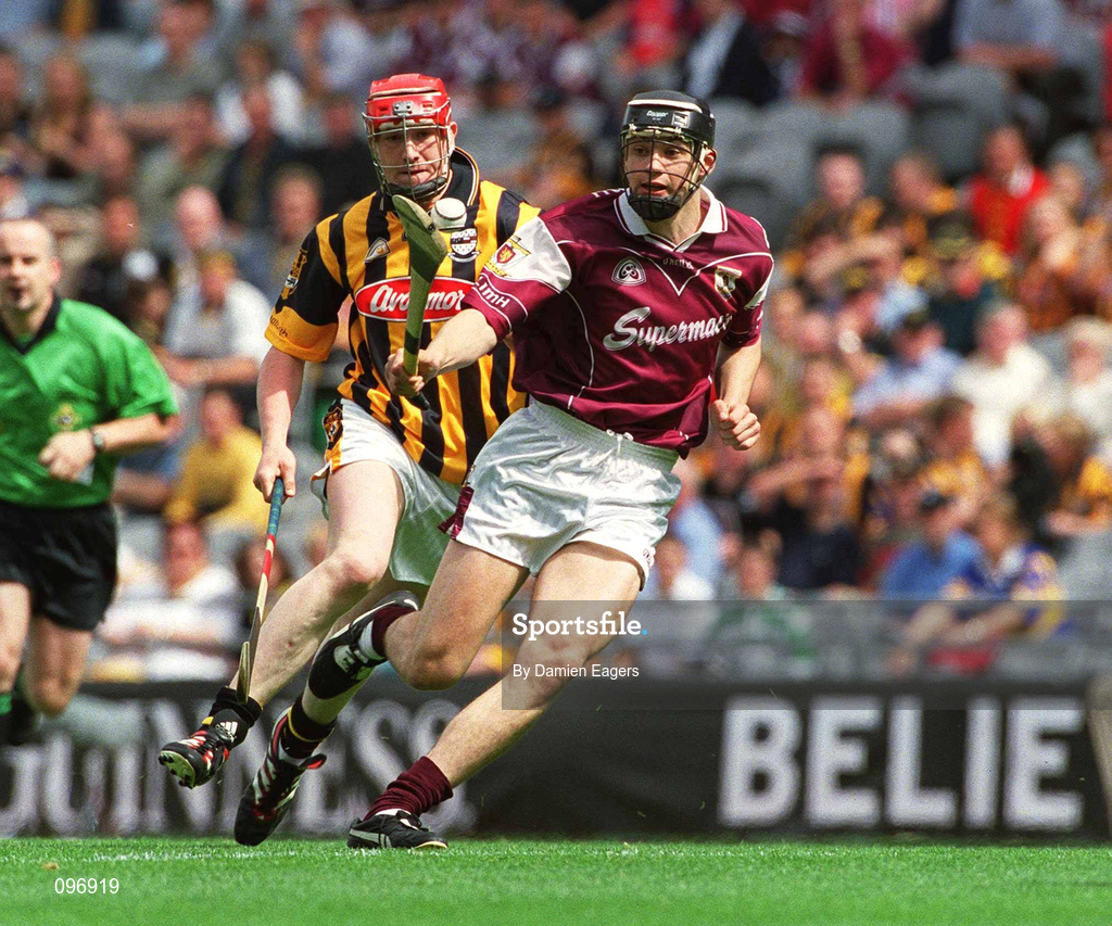 18 August 2002; Iarla Tannian of Galway in action against Ciaran Hoyne of Kilkenny during the All-Ireland Minor Hurling Championship Semi-Final match between Kilkenny and Galway at Croke Park in Dublin. Photo by Damien Eagers/Sportsfile