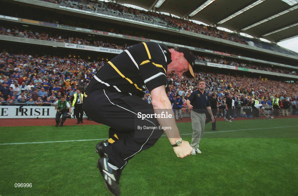18 August 2002; Kilkenny manager Brian Cody celebrates after the Guinness All-Ireland Senior Hurling Championship Semi-Final match between Kilkenny and Tipperary at Croke Park in Dublin. Photo by Damien Eagers/Sportsfile