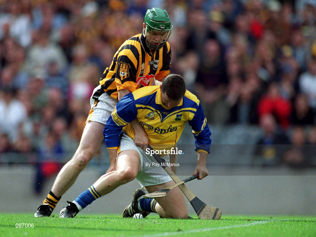 18 August 2002; Tipperary goalkeeper Brendan Cummins in action against Jimmy Coogan of Kilkenny during the Guinness All-Ireland Senior Hurling Championship Semi-Final match between Kilkenny and Tipperary at Croke Park in Dublin. Photo by Ray McManus/Sportsfile