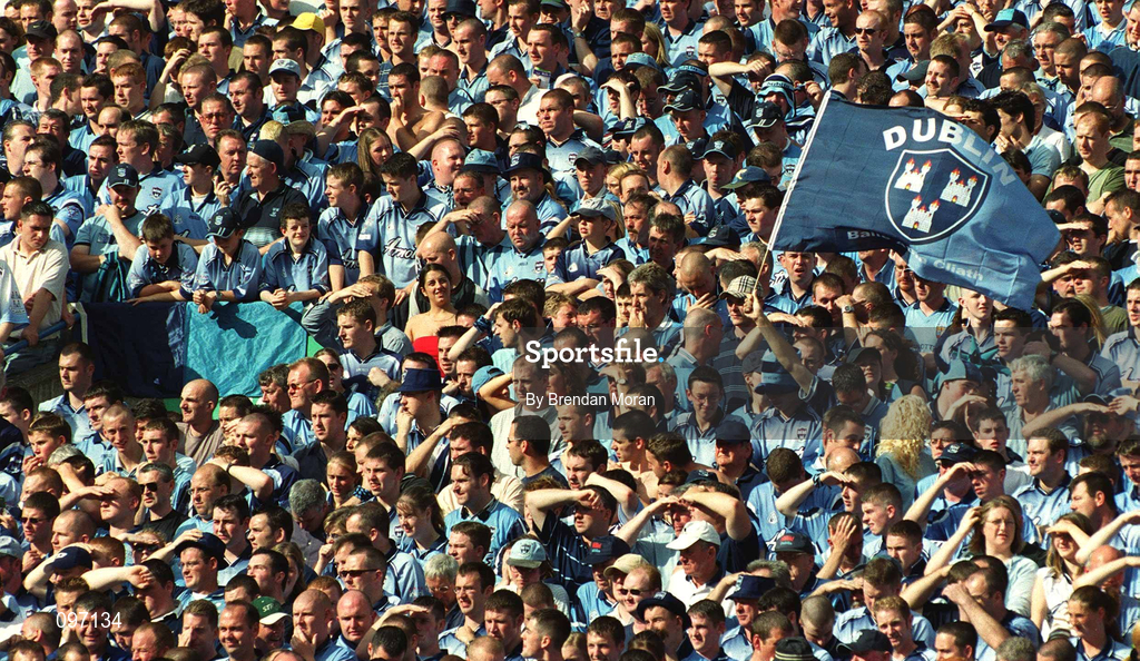 17 August 2002; Dublin supporters pictured on Hill 16 during the Bank of Ireland All-Ireland Senior Football Championship Quarter-Final Replay match between Dublin and Donegal at Croke Park in Dublin. Photo by Brendan Moran/Sportsfile