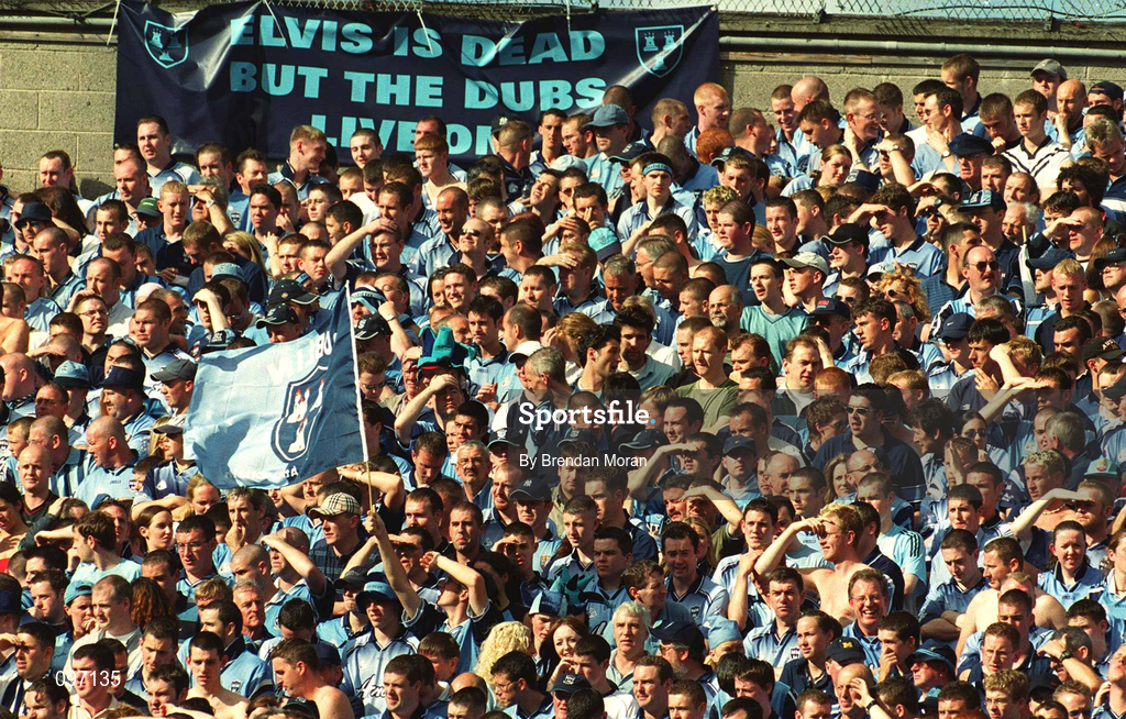 17 August 2002; Dublin supporters pictured on Hill 16 during the Bank of Ireland All-Ireland Senior Football Championship Quarter-Final Replay match between Dublin and Donegal at Croke Park in Dublin. Photo by Brendan Moran/Sportsfile