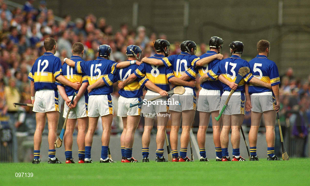18 August 2002; The Tipperary team stand for the National Anthem prior to the Guinness All-Ireland Senior Hurling Championship Semi-Final match between Kilkenny and Tipperary at Croke Park in Dublin. Photo by Pat Murphy/Sportsfile