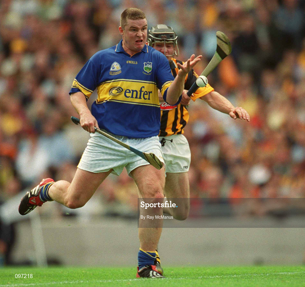 18 August 2002; John Carroll of Tipperary is tackled by Noel Hickey of Kilkenny of Kilkenny during the Guinness All-Ireland Senior Hurling Championship Semi-Final match between Kilkenny and Tipperary at Croke Park in Dublin. Photo by Ray McManus/Sportsfile