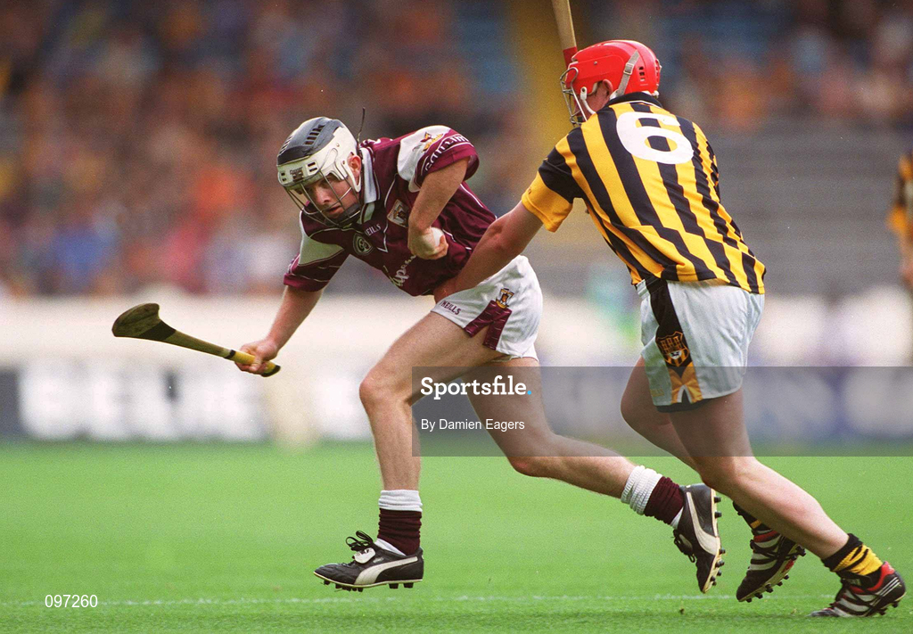 18 August 2002; Brendan Lucas of Galway in action against Ciaran Hoyne of Kilkenny during the All-Ireland Minor Hurling Championship Semi-Final match between Kilkenny and Galway at Croke Park in Dublin. Photo by Damien Eagers/Sportsfile