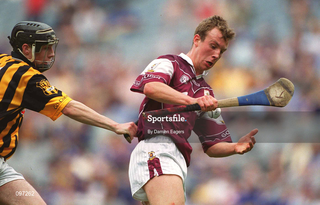 18 August 2002; Joe Gantley of Galway in action against John Tennyson of Kilkenny during the All-Ireland Minor Hurling Championship Semi-Final match between Kilkenny and Galway at Croke Park in Dublin. Photo by Damien Eagers/Sportsfile